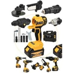 Assur Plus Hilti + Budama + Darbeli Matkap + Taşlama + Somun Sıkma 5'li Set - Sarı-1022