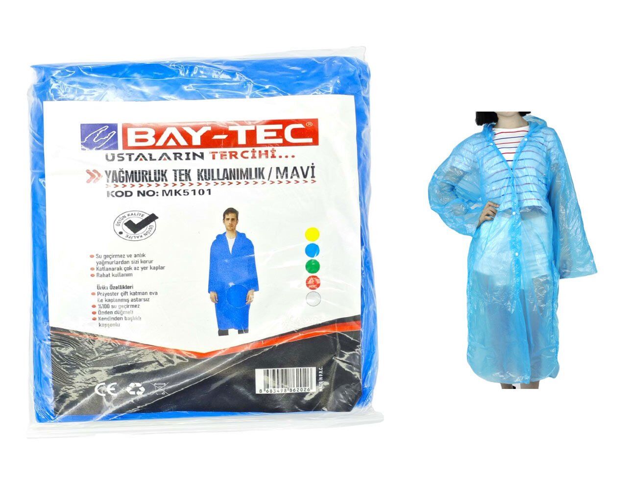 BAY-TEC MK5101 Yağmurluk Tek Kullanımlık Mavi